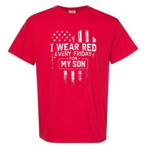 I Wear Red Every Friday For My Son Mom Dad Garment-Dyed Heavyweight T-Shirt