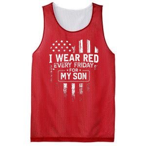 I Wear Red Every Friday For My Son Mom Dad Mesh Reversible Basketball Jersey Tank