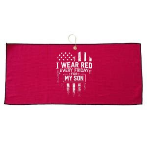 I Wear Red Every Friday For My Son Mom Dad Large Microfiber Waffle Golf Towel