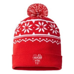 I Wear Red Every Friday For My Son Mom Dad USA-Made Snowflake Beanie