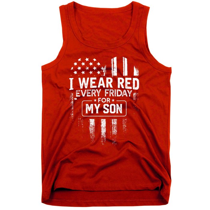 I Wear Red Every Friday For My Son Mom Dad Tank Top