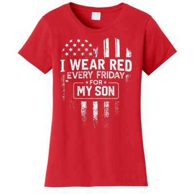 I Wear Red Every Friday For My Son Mom Dad Women's T-Shirt