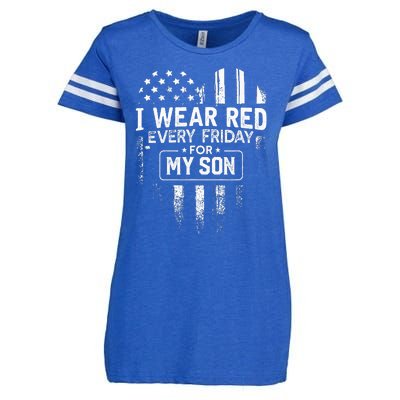 I Wear Red Every Friday For My Son Mom Dad Enza Ladies Jersey Football T-Shirt