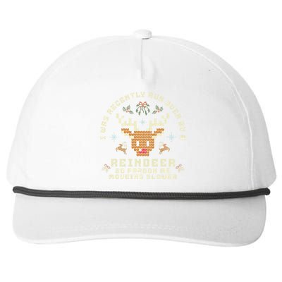 I Was Recently Run Over By A Reindeer Merry Christmas Xmas Snapback Five-Panel Rope Hat