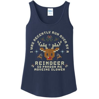 I Was Recently Run Over By A Reindeer Merry Christmas Xmas Ladies Essential Tank