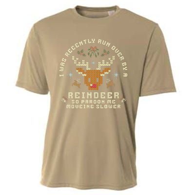 I Was Recently Run Over By A Reindeer Merry Christmas Xmas Cooling Performance Crew T-Shirt