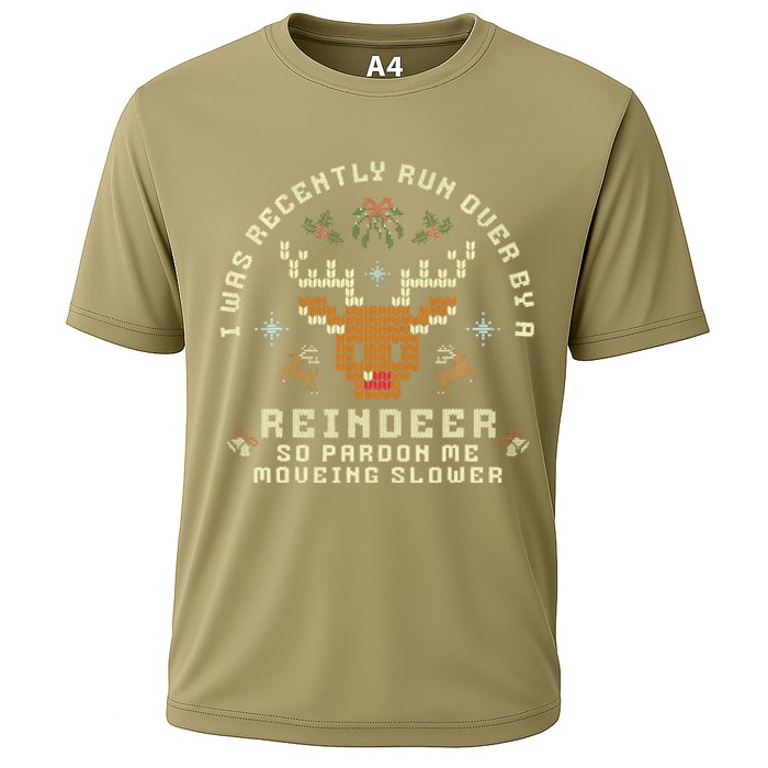 I Was Recently Run Over By A Reindeer Merry Christmas Xmas Cooling Performance Crew T-Shirt