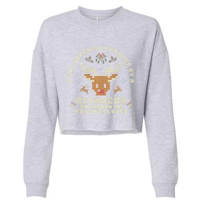 I Was Recently Run Over By A Reindeer Merry Christmas Xmas Cropped Pullover Crew