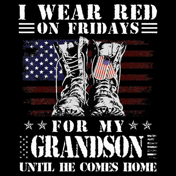 I Wear Red On Fridays For My GRANDSON Until He Comes Home Drawstring Bag