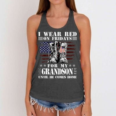 I Wear Red On Fridays For My GRANDSON Until He Comes Home Women's Knotted Racerback Tank
