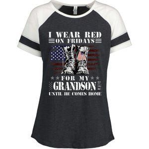 I Wear Red On Fridays For My GRANDSON Until He Comes Home Enza Ladies Jersey Colorblock Tee