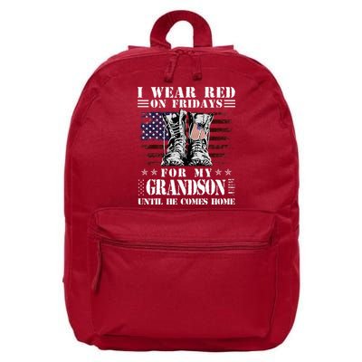 I Wear Red On Fridays For My GRANDSON Until He Comes Home 16 in Basic Backpack