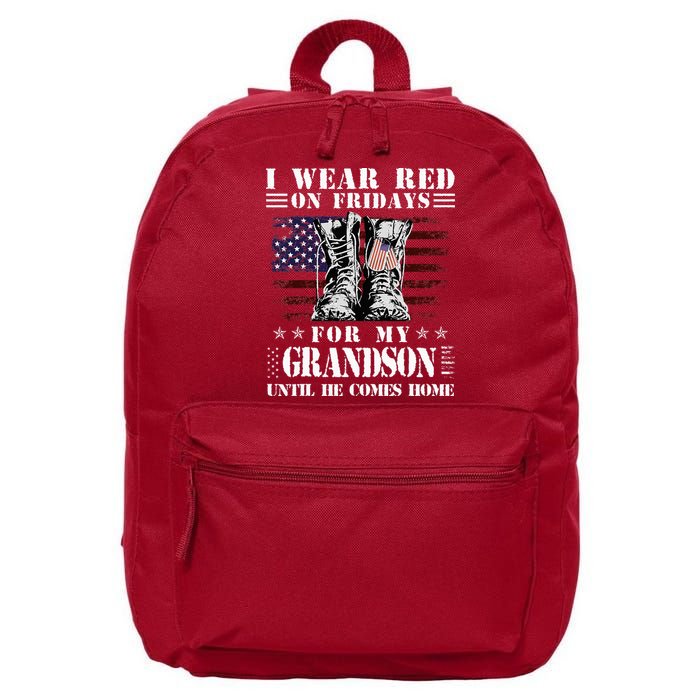 I Wear Red On Fridays For My GRANDSON Until He Comes Home 16 in Basic Backpack