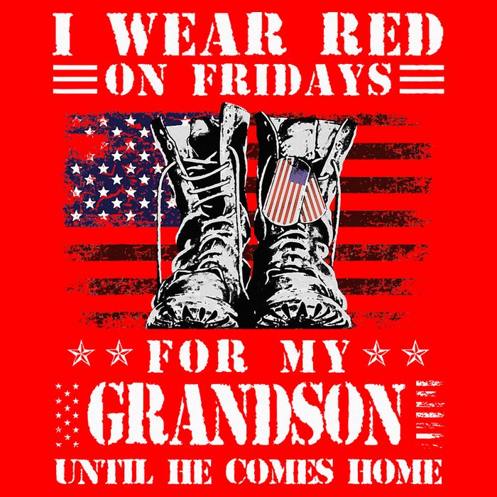 I Wear Red On Fridays For My GRANDSON Until He Comes Home 16 in Basic Backpack