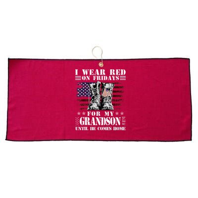 I Wear Red On Fridays For My GRANDSON Until He Comes Home Large Microfiber Waffle Golf Towel