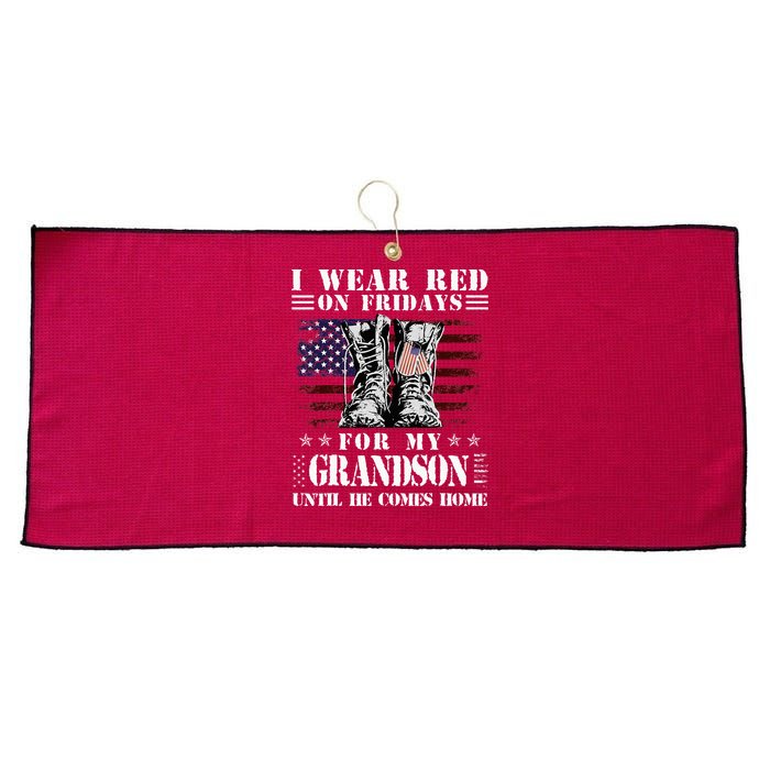 I Wear Red On Fridays For My GRANDSON Until He Comes Home Large Microfiber Waffle Golf Towel
