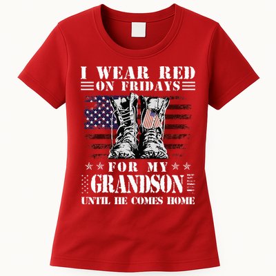 I Wear Red On Fridays For My GRANDSON Until He Comes Home Womens T-Shirt