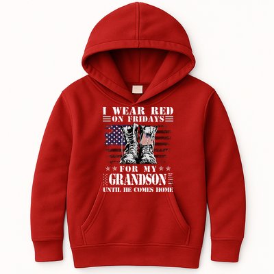 I Wear Red On Fridays For My GRANDSON Until He Comes Home Kids Hoodie