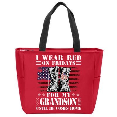 I Wear Red On Fridays For My GRANDSON Until He Comes Home Zip Tote Bag