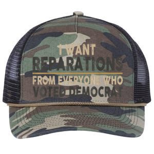 I Want Reparations From Everyone Who Voted Democrat Retro Rope Trucker Hat Cap