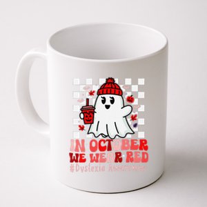 I Wear Red Dyslexia Awareness Month Ghost Halloween Coffee Mug