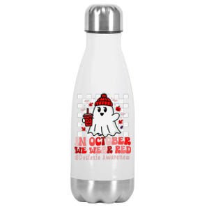 I Wear Red Dyslexia Awareness Month Ghost Halloween Stainless Steel Insulated Water Bottle