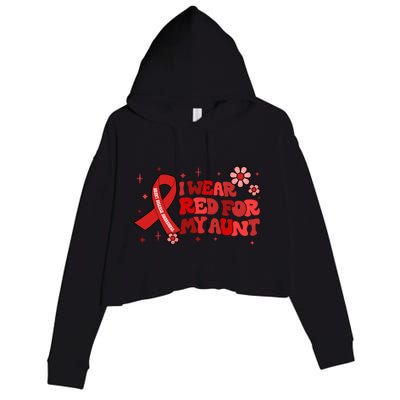 I Wear Red For My Aunt Heart Disease Awareness Funny Gift Crop Fleece Hoodie