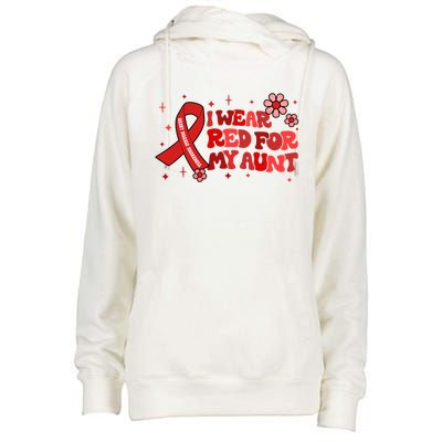 I Wear Red For My Aunt Heart Disease Awareness Funny Gift Womens Funnel Neck Pullover Hood