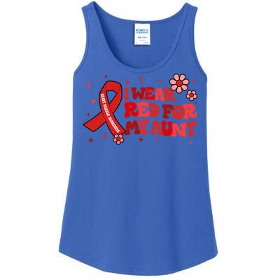 I Wear Red For My Aunt Heart Disease Awareness Funny Gift Ladies Essential Tank