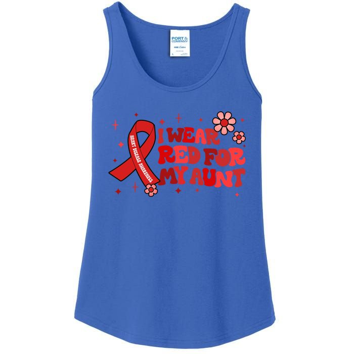 I Wear Red For My Aunt Heart Disease Awareness Funny Gift Ladies Essential Tank