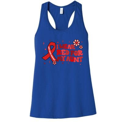 I Wear Red For My Aunt Heart Disease Awareness Funny Gift Women's Racerback Tank