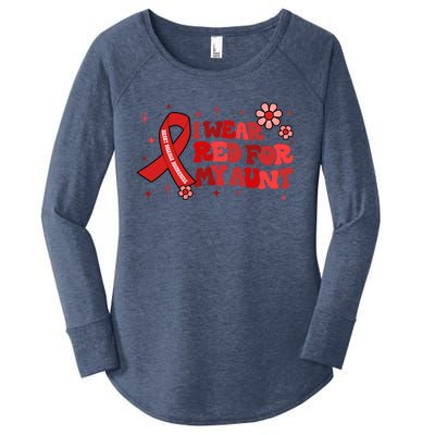 I Wear Red For My Aunt Heart Disease Awareness Funny Gift Women's Perfect Tri Tunic Long Sleeve Shirt