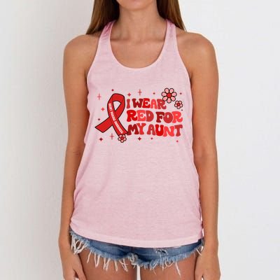 I Wear Red For My Aunt Heart Disease Awareness Funny Gift Women's Knotted Racerback Tank