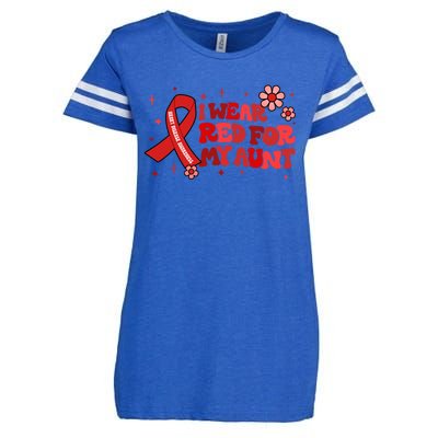 I Wear Red For My Aunt Heart Disease Awareness Funny Gift Enza Ladies Jersey Football T-Shirt