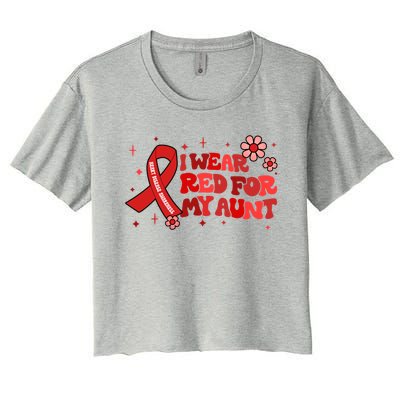 I Wear Red For My Aunt Heart Disease Awareness Funny Gift Women's Crop Top Tee