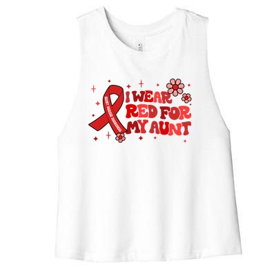 I Wear Red For My Aunt Heart Disease Awareness Funny Gift Women's Racerback Cropped Tank