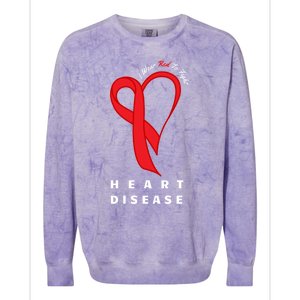 I Wear Red To Fight Heart Disease Awareness Chd Funny Gift Ribbon Gift Colorblast Crewneck Sweatshirt