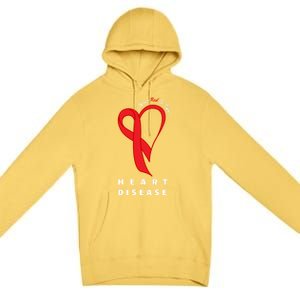 I Wear Red To Fight Heart Disease Awareness Chd Funny Gift Ribbon Gift Premium Pullover Hoodie