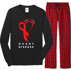 I Wear Red To Fight Heart Disease Awareness Chd Funny Gift Ribbon Gift Long Sleeve Pajama Set