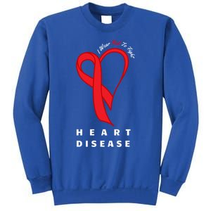 I Wear Red To Fight Heart Disease Awareness Chd Funny Gift Ribbon Gift Sweatshirt