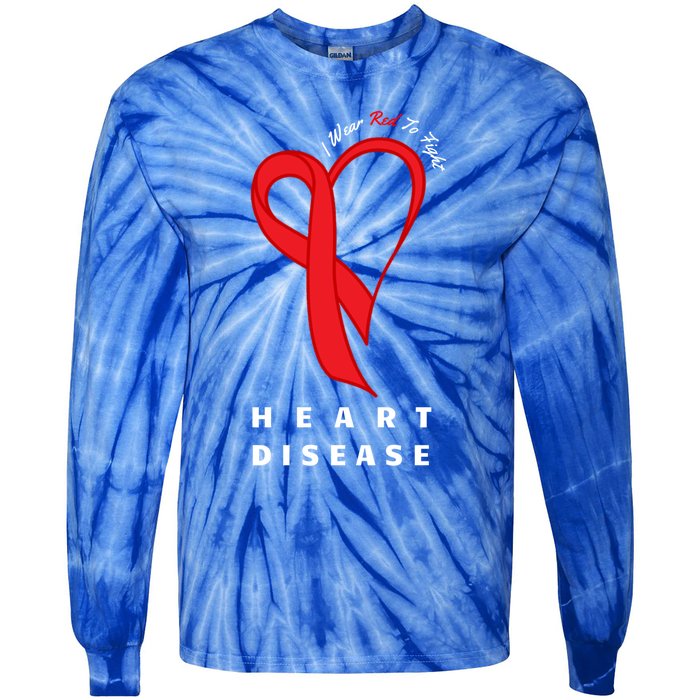 I Wear Red To Fight Heart Disease Awareness Chd Funny Gift Ribbon Gift Tie-Dye Long Sleeve Shirt