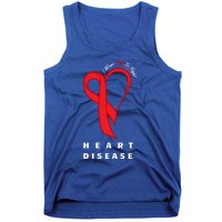 I Wear Red To Fight Heart Disease Awareness Chd Funny Gift Ribbon Gift Tank Top