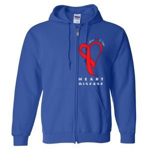 I Wear Red To Fight Heart Disease Awareness Chd Funny Gift Ribbon Gift Full Zip Hoodie