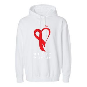 I Wear Red To Fight Heart Disease Awareness Chd Funny Gift Ribbon Gift Garment-Dyed Fleece Hoodie