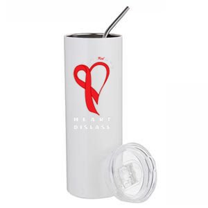 I Wear Red To Fight Heart Disease Awareness Chd Funny Gift Ribbon Gift Stainless Steel Tumbler