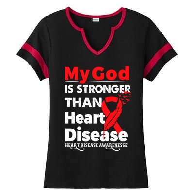 I Wear Red To Fight Heart Disease Awareness Month Gift Ladies Halftime Notch Neck Tee