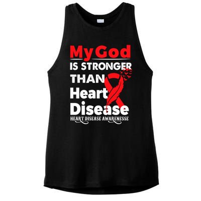 I Wear Red To Fight Heart Disease Awareness Month Gift Ladies PosiCharge Tri-Blend Wicking Tank