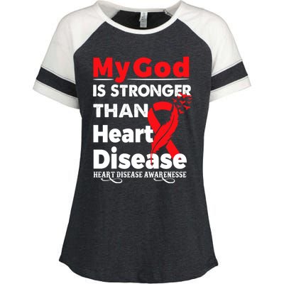 I Wear Red To Fight Heart Disease Awareness Month Gift Enza Ladies Jersey Colorblock Tee