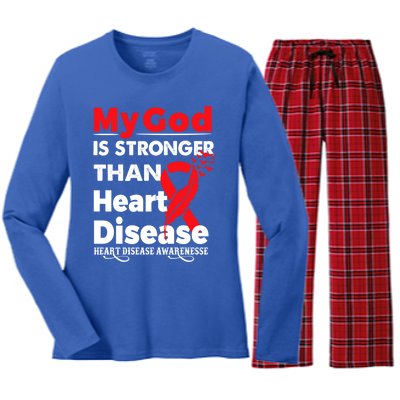 I Wear Red To Fight Heart Disease Awareness Month Gift Women's Long Sleeve Flannel Pajama Set 