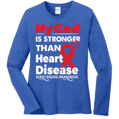 I Wear Red To Fight Heart Disease Awareness Month Gift Ladies Long Sleeve Shirt